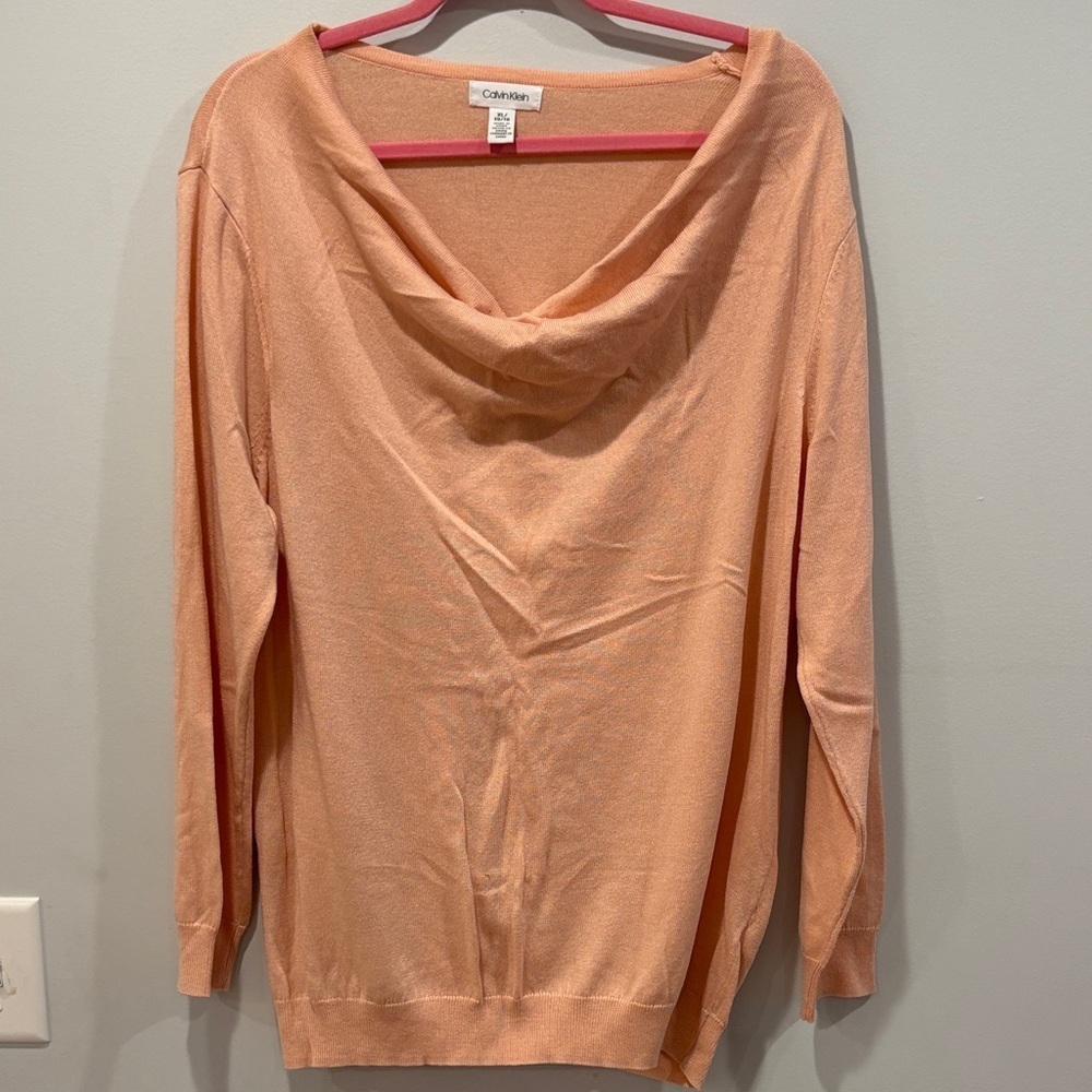 Calvin Klein Women's Soft Coral Cowl Neck Sweater